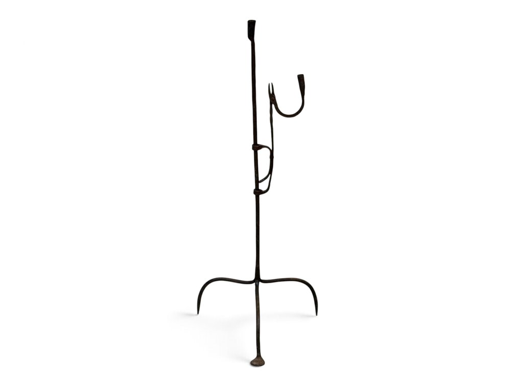 Wrought Iron Adjustable Combination Rush Light Candle Holder
