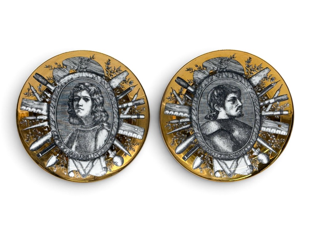 Pair of Piero Fornasetti Porcelain Plates