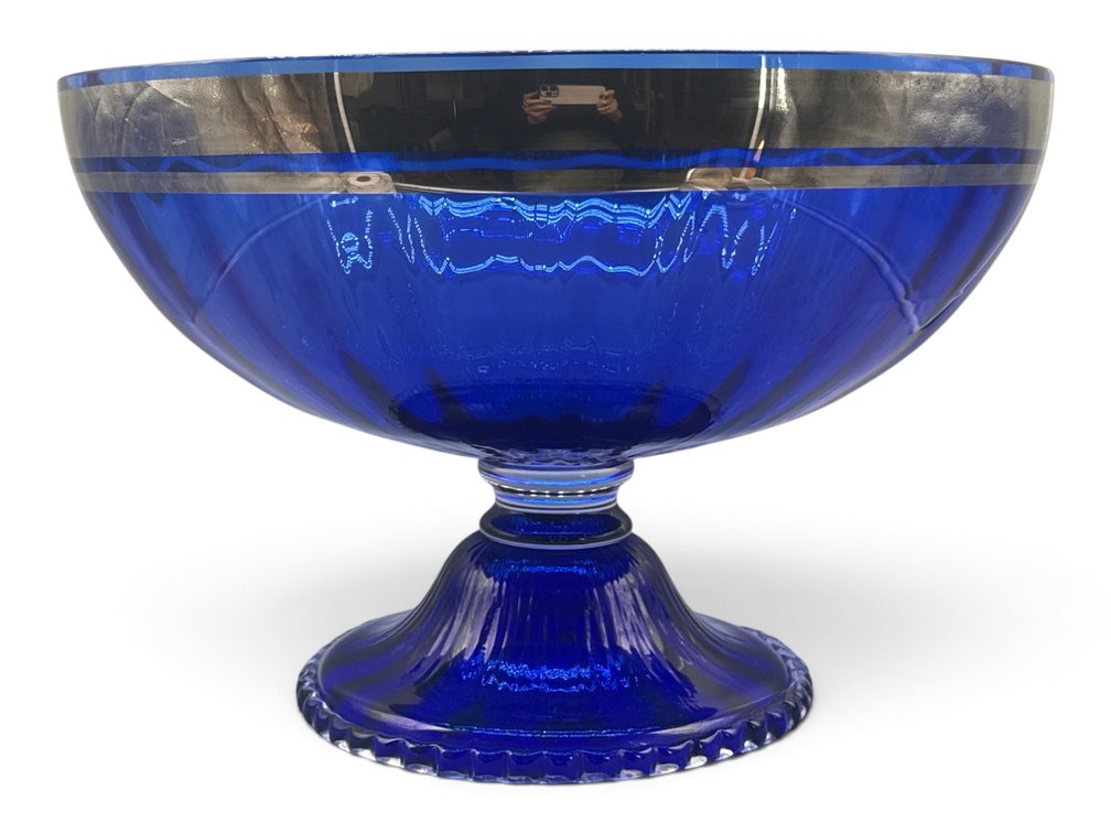 Monumental Cobalt Glass Pedestal Compote