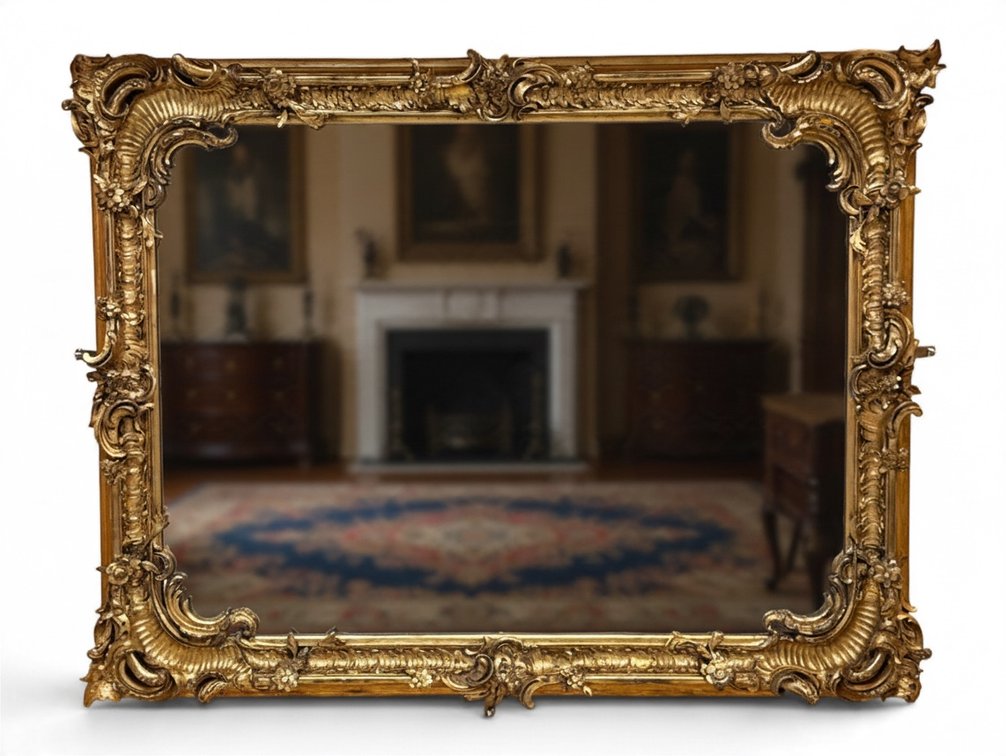Louis XV-Style Rococo Giltwood Wall Mirror