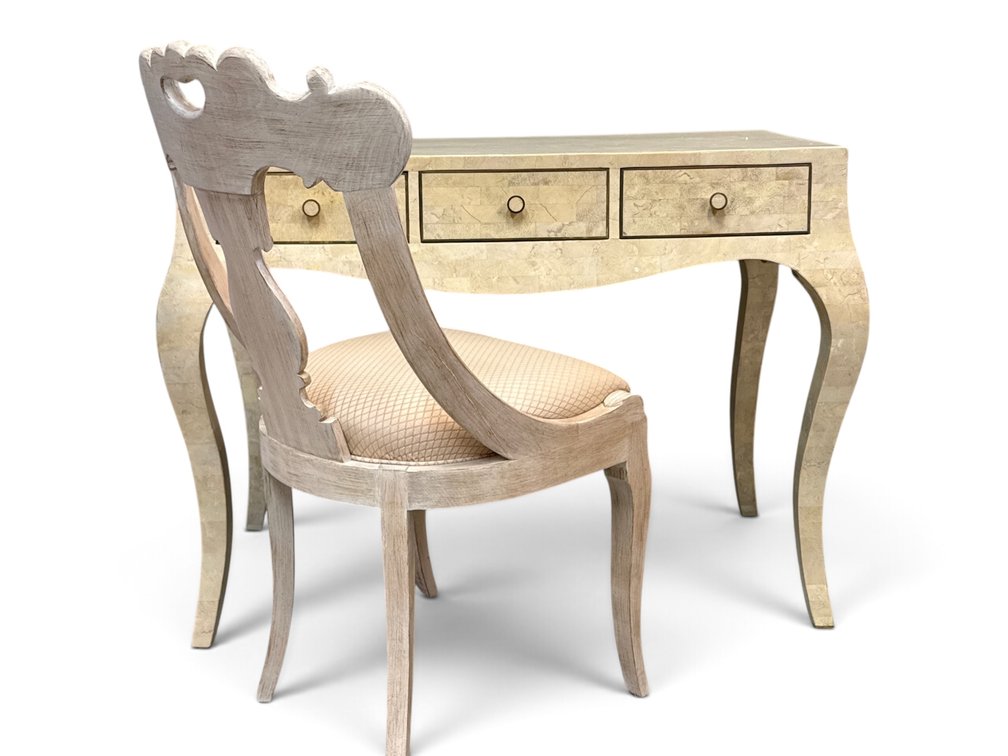 Tessellated Stone Vanity Desk and Chair