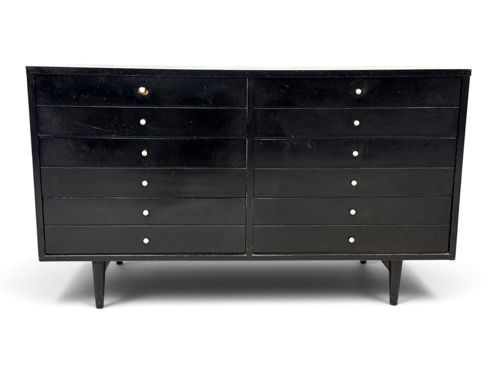 American of Martinsville Black Lacquered Dresser
