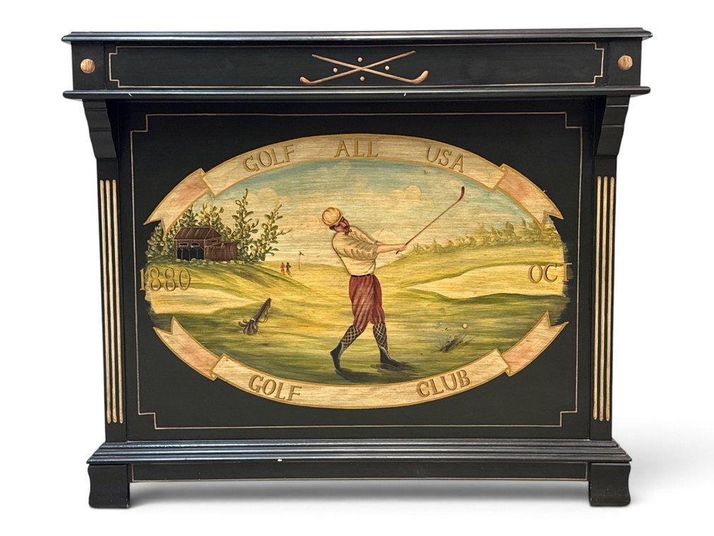 Golf Themed Painted Bar Cabinet