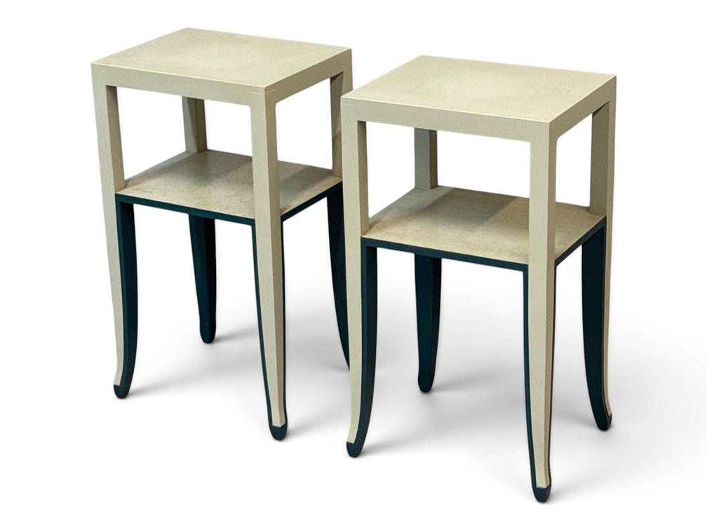 Pair of Modern Painted Two Tiered Stands