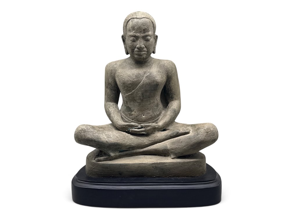 Painted Cast Metal Seated Buddha Figure