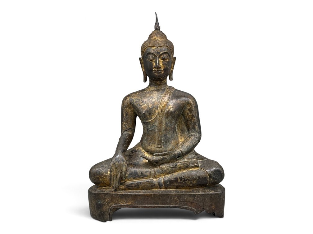 Large Thai Gilt Bronze Figure of Buddha
