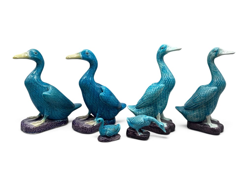 Chinese Turquoise Glazed Duck Figurines