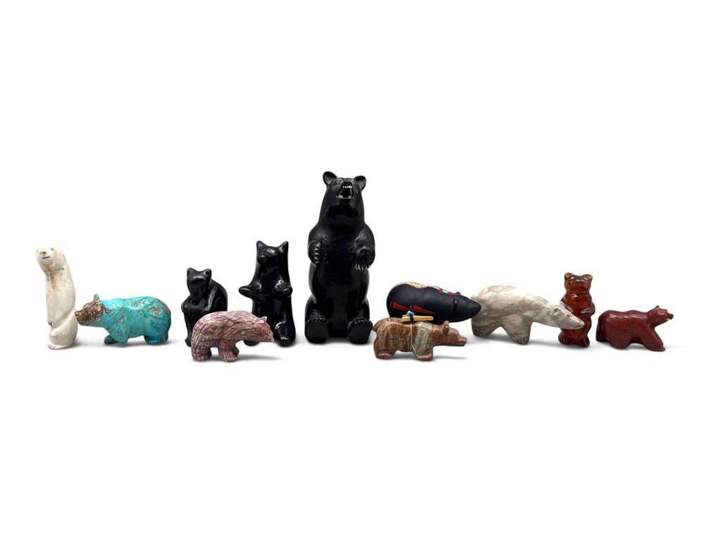 Collection of Carved and Painted Bear Figurines