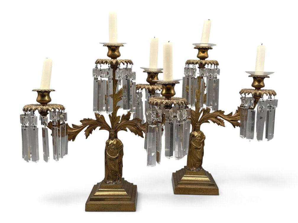 American Classical Gilt Brass Figural Girandoles