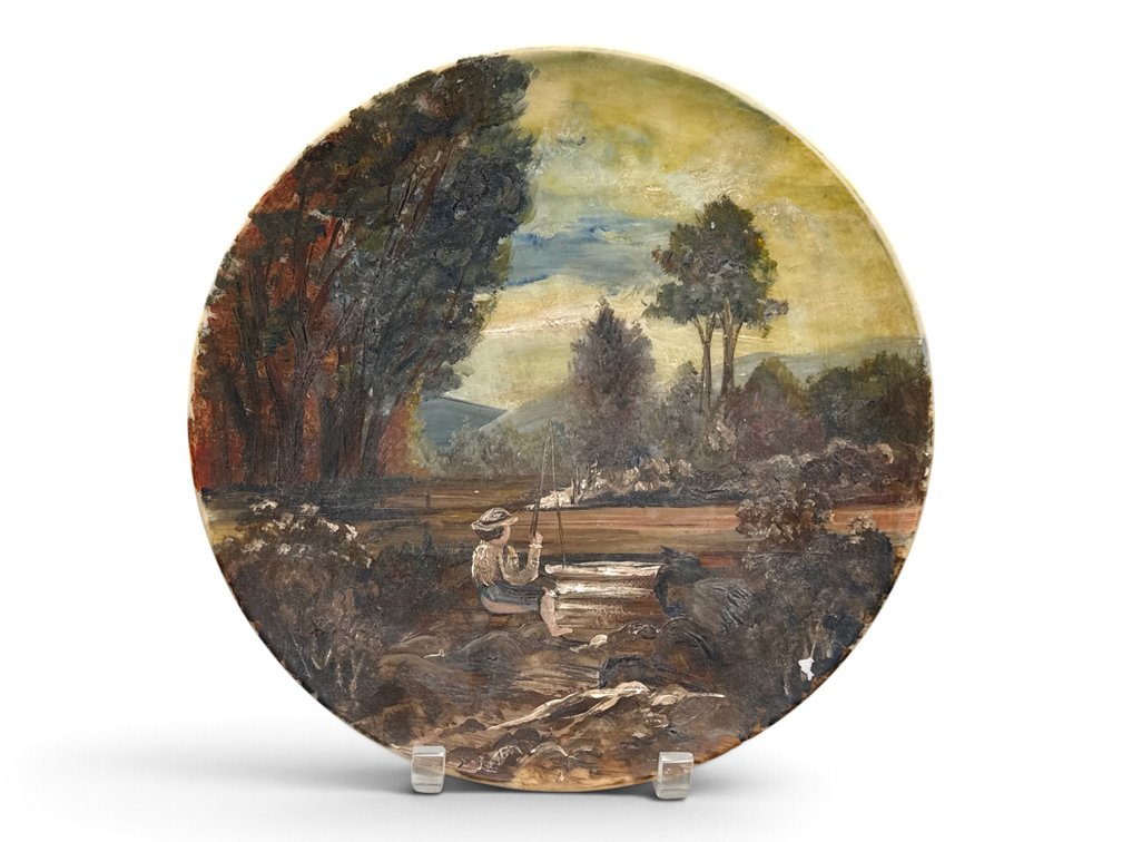 19th C. Hudson River Shool Painted Porcelain Charger