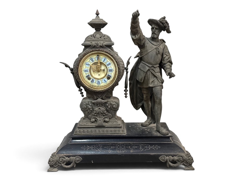 19th C. Ansonia Don Juan Figural Mantle Clock