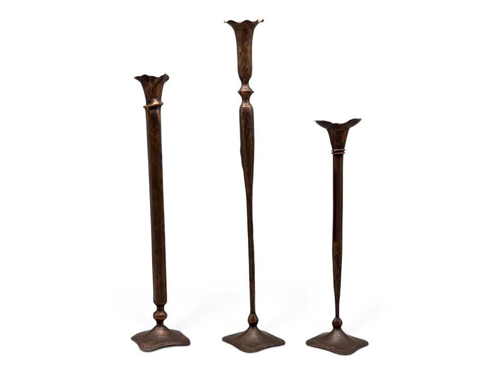 Hessel Studios Hammered Copper Candlesticks