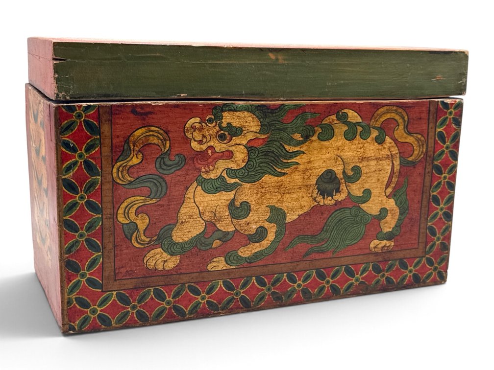 Tibetan Ritual Painted Wooden Box