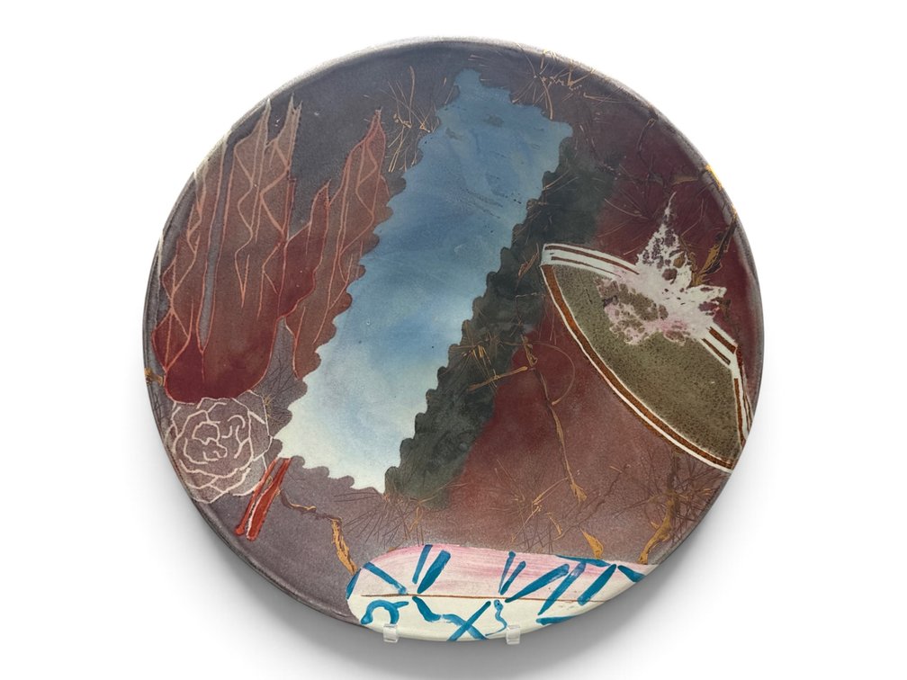 Studio Pottery Painted Abstract Charger