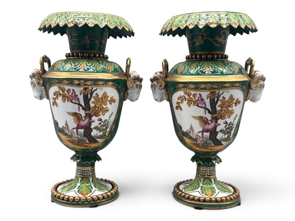 Pair Chelsea House Neoclassical Porcelain Urns