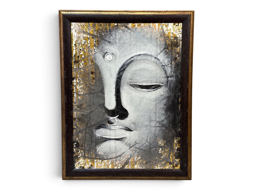 Framed Painting on Fabric of the Buddha