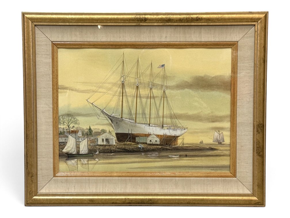 Earle G. Barlow. Watercolor/Paper: Sailing Ships