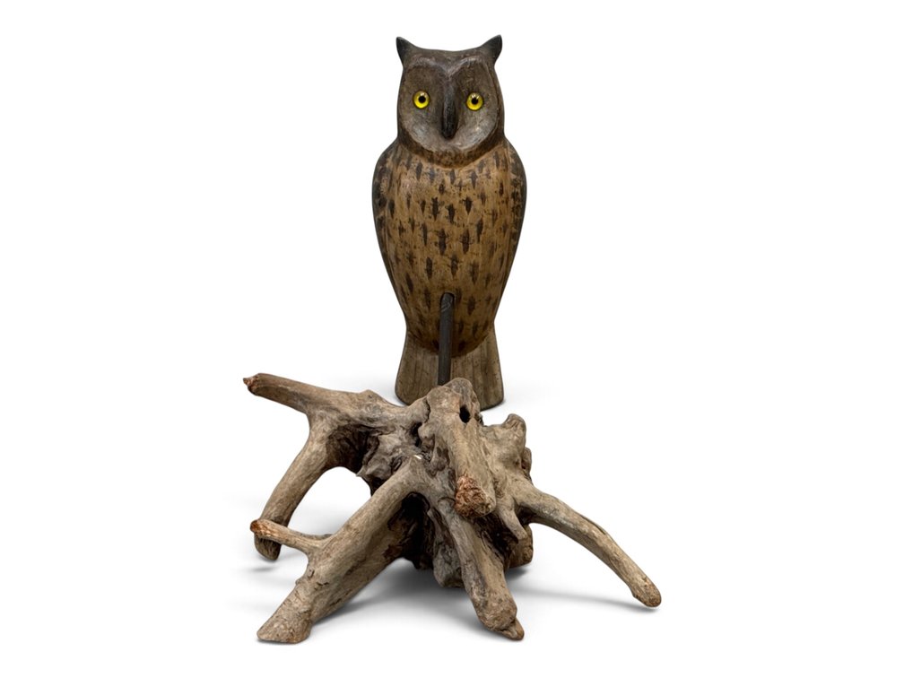 Folk Art Great Horned Owl Decoy