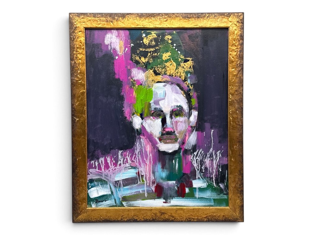 Framed Oil on Canvas. Abstract Portrait