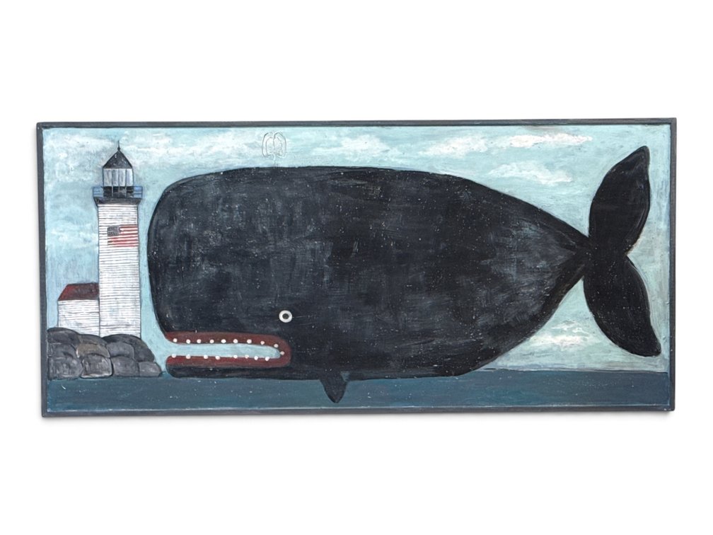 Melinda Kirkpatrick Painting/Panel: Whale and Lighthouse
