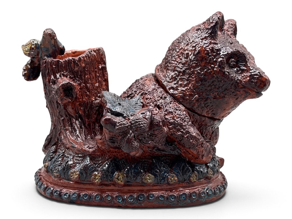 Ned Foltz Redware Bear-Form Cookie Jar