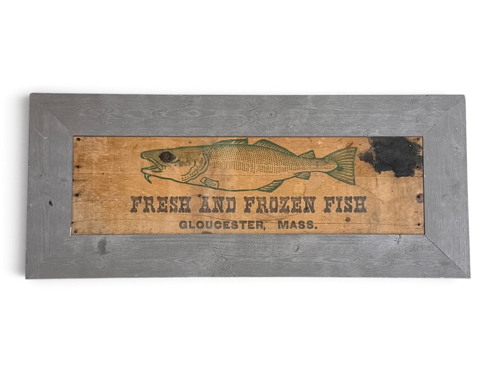 Fresh and Frozen Fish Framed Advertising Sign