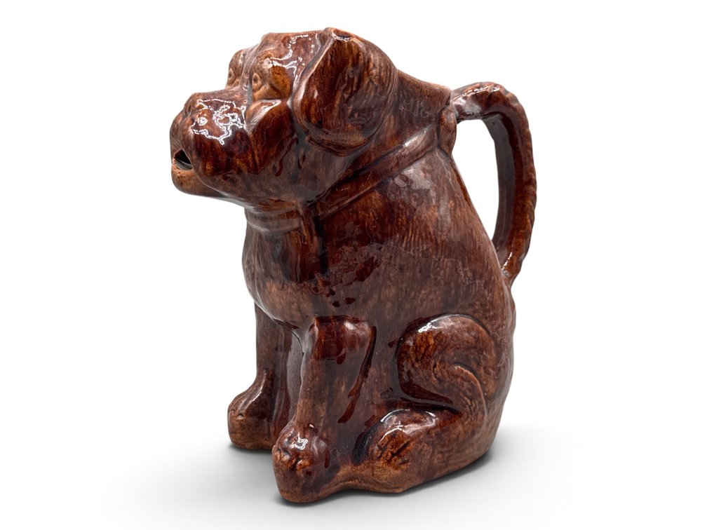 Rockingham-Glazed Figural Dog Pitcher