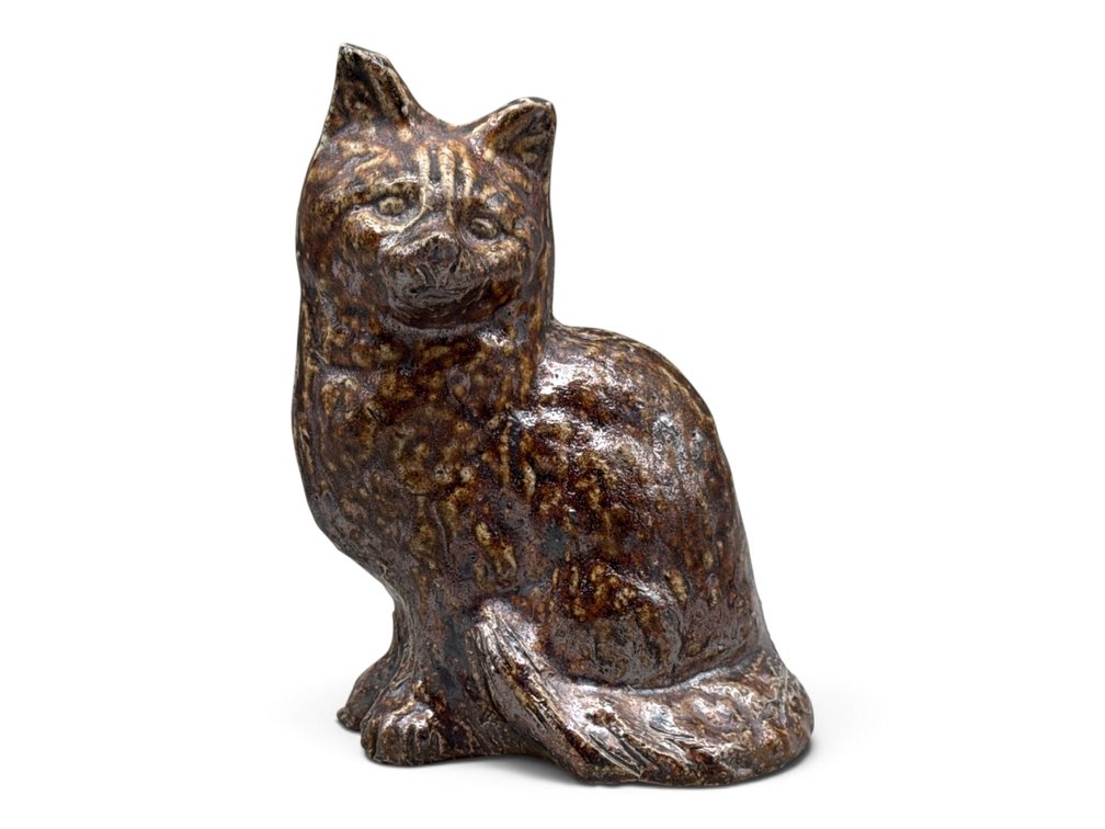 Early 20th C. Sewer Tile Molded Cat Pottery Sculpture
