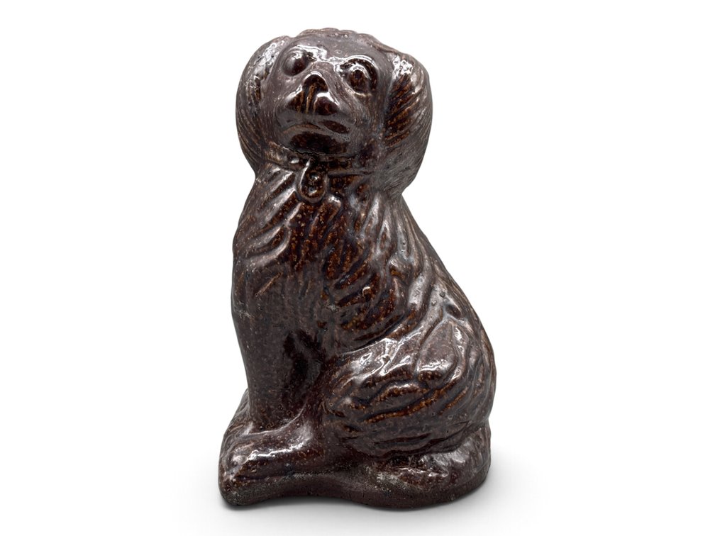 Glazed Sewer Tile Sculpture of a Spaniel