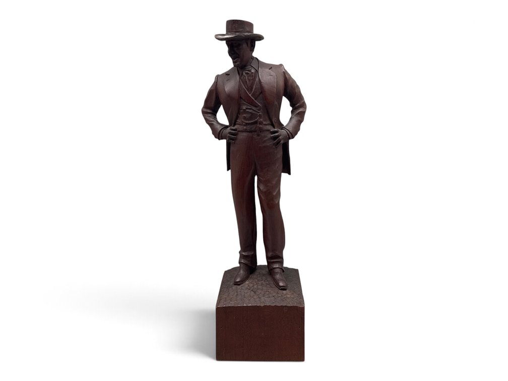 Chip-Carved Wooden Sculpture: Western Man