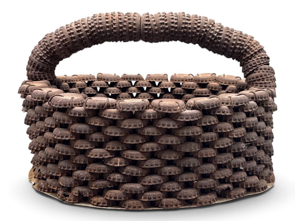Folk Art Bottle Cap Basket
