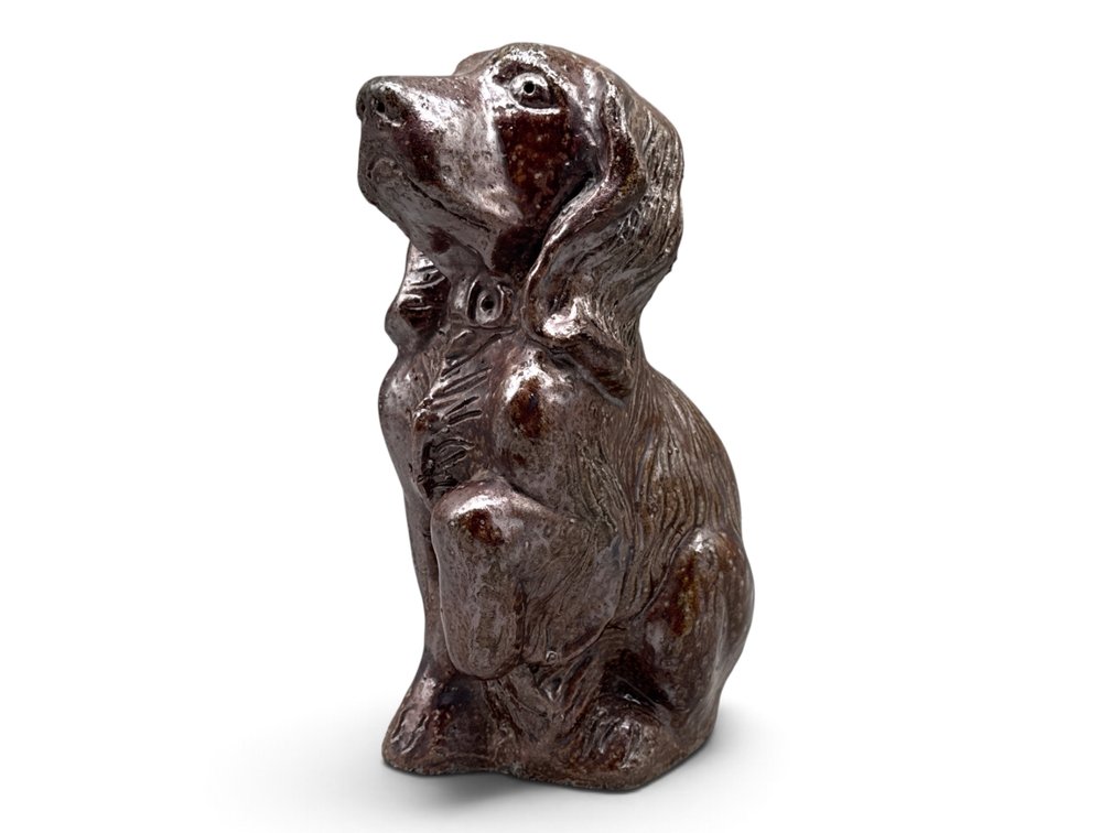 19th C. Sewer Tile Pottery Sculpture of a Spaniel