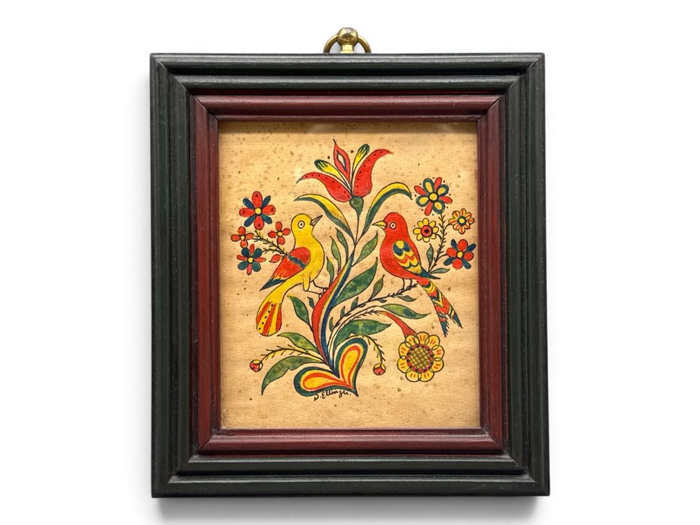 David Ellinger. Diminutive Watercolor Fraktur.