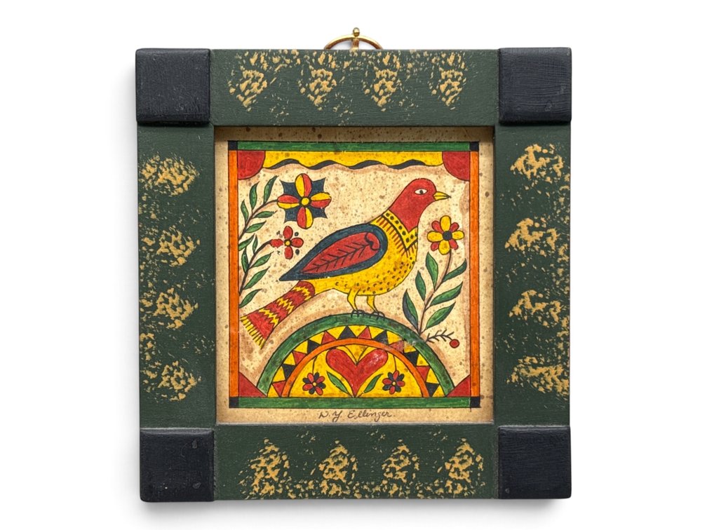 David Ellinger. Diminutive Watercolor Fraktur.