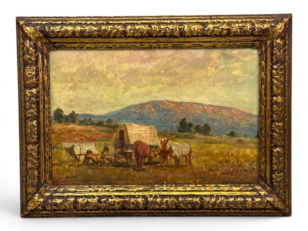 Joseph W. Gies. Oil/Canvas: Frontier Landscape
