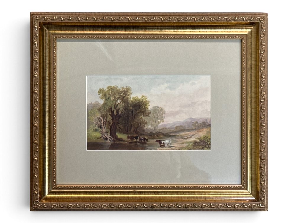 19th C. Watercolor/Paper: Pastoral Scene