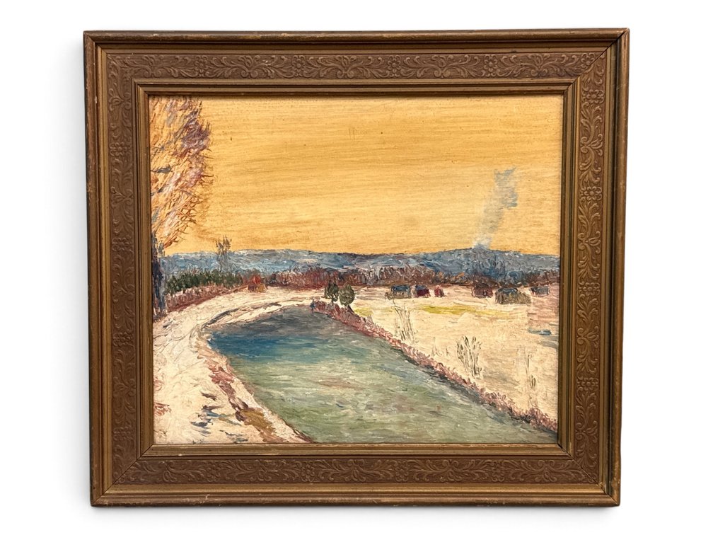 Pennsylvania Impressionist School Oil/Board: New Hope Canal