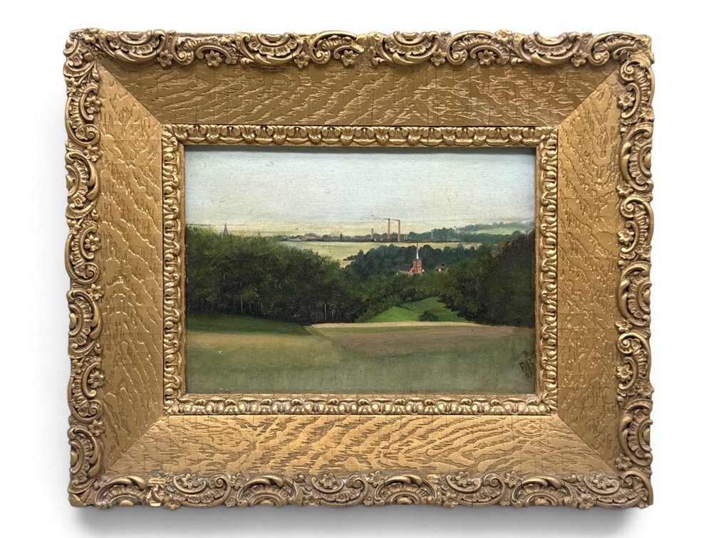 Frank Alfred Bicknell. Oil/Panel: Industrial Landscape