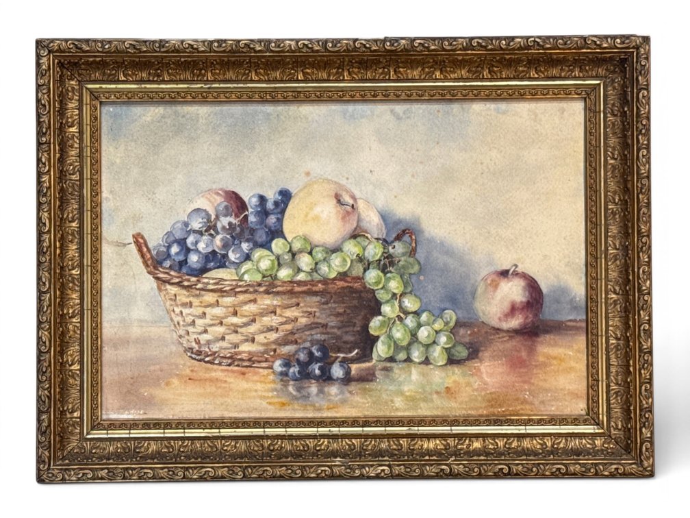 19th C. American School Watercolor Still Life