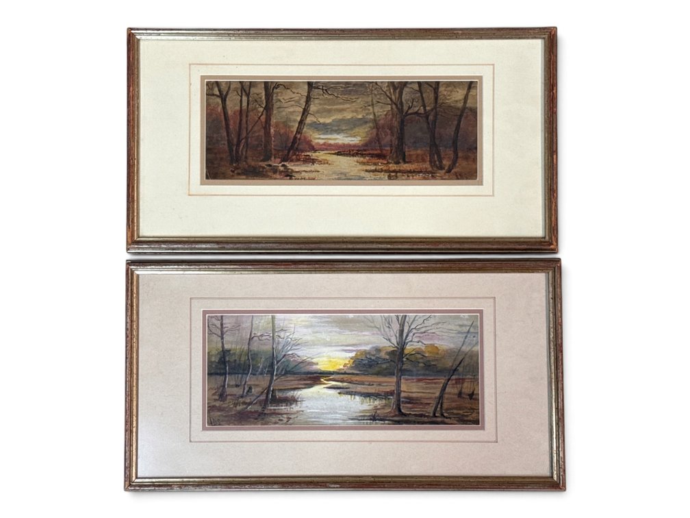 Aaron Draper Shattuck. Pair of Watercolor Landscape Paintings.
