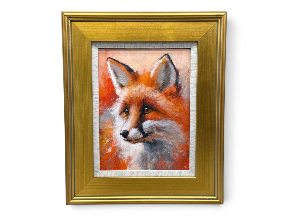 Gilt-Wood Framed Fox Painting