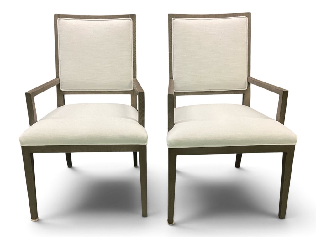 Pair of Restoration Hardware French Square Back Armchairs