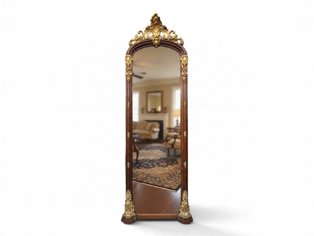 Victorian Walnut Arch Top Pier Mirror