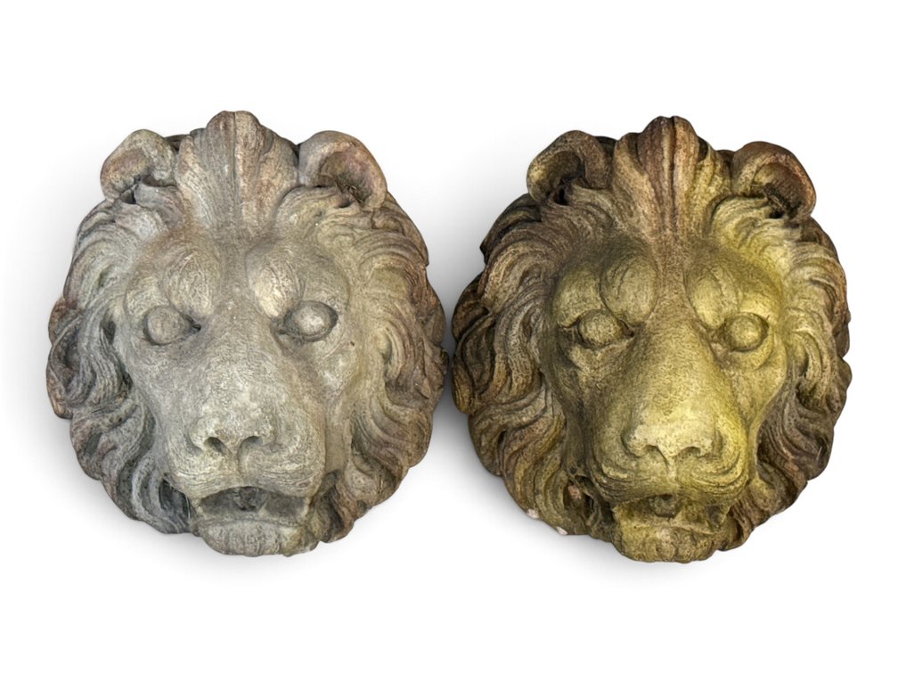 Pair Cast Cement Lion Architechtural Elements