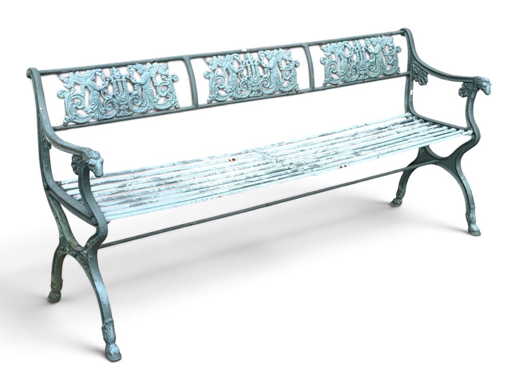 Classical Cast Iron Bench with Rams Heads