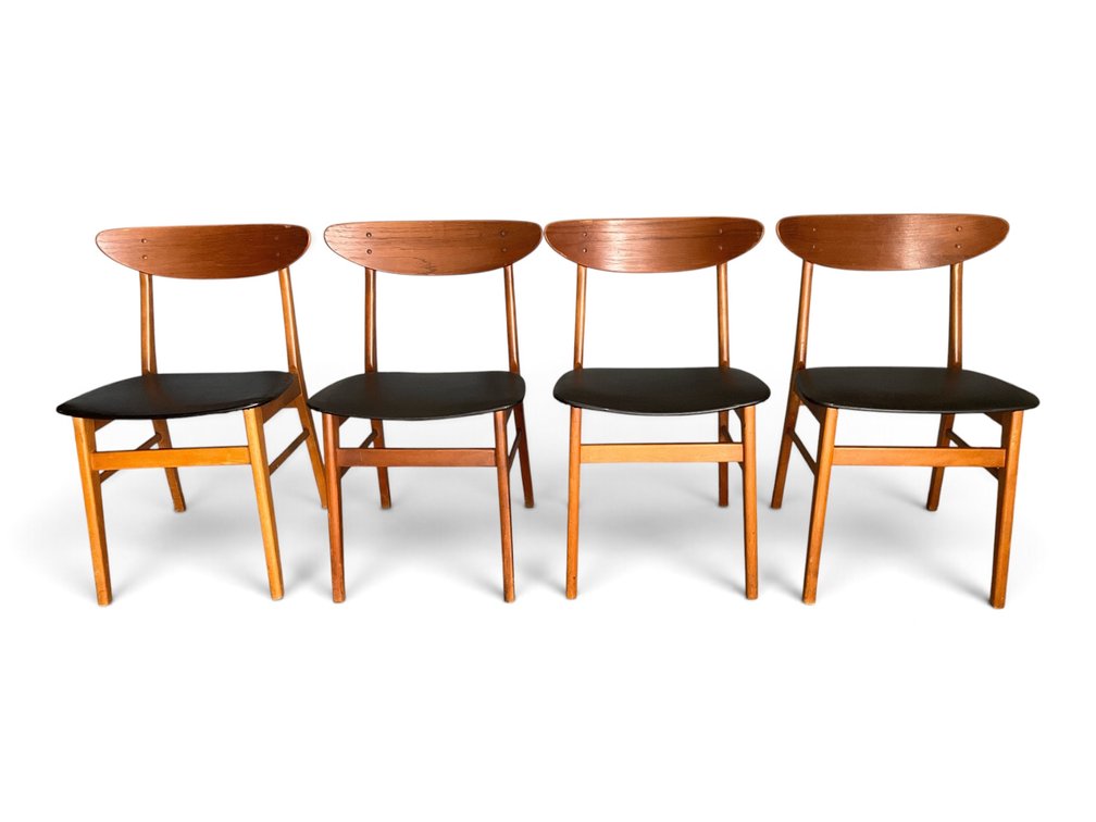Set Of Four MCM Style Teak Dining Chairs