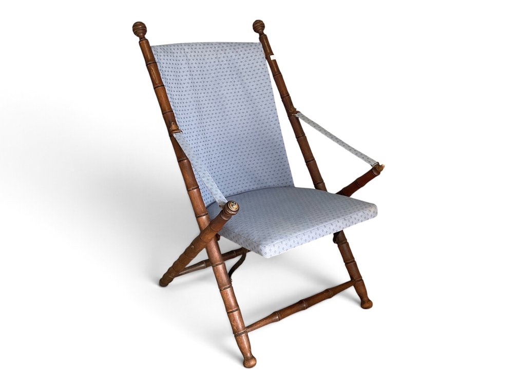 Faux Bamboo Campaign Style Folding Chair