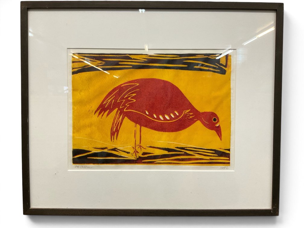 Pencil Signed Bird Block Print