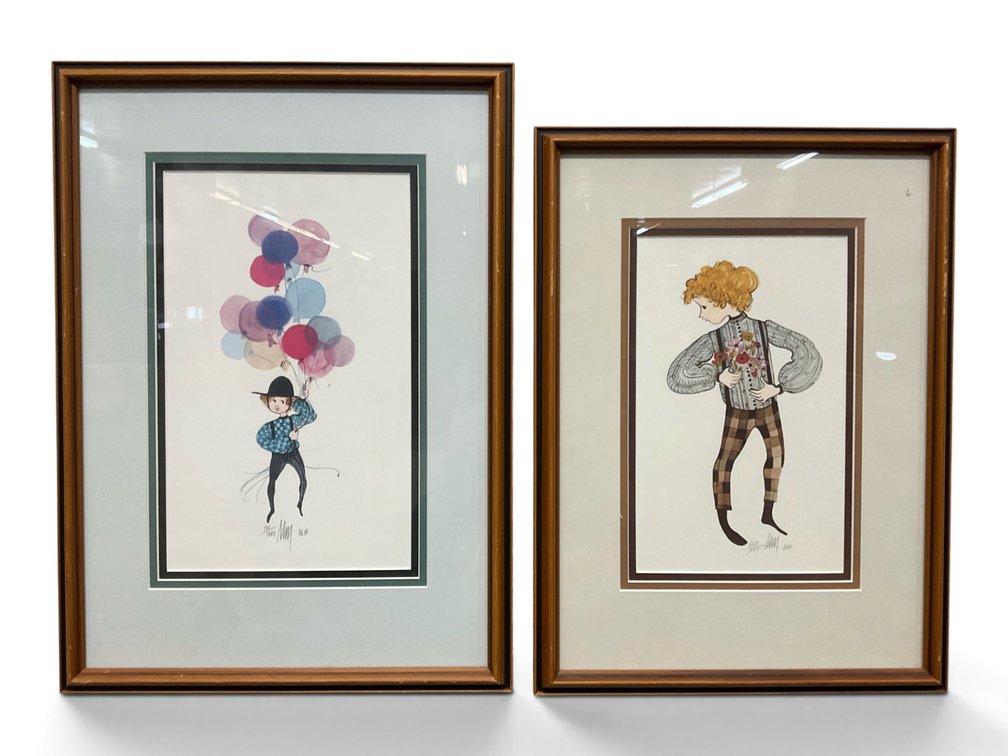 P. Buckley Moss, Two Signed Prints of Boys