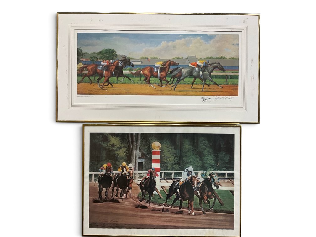 Two Pencil Signed Horse Race Prints